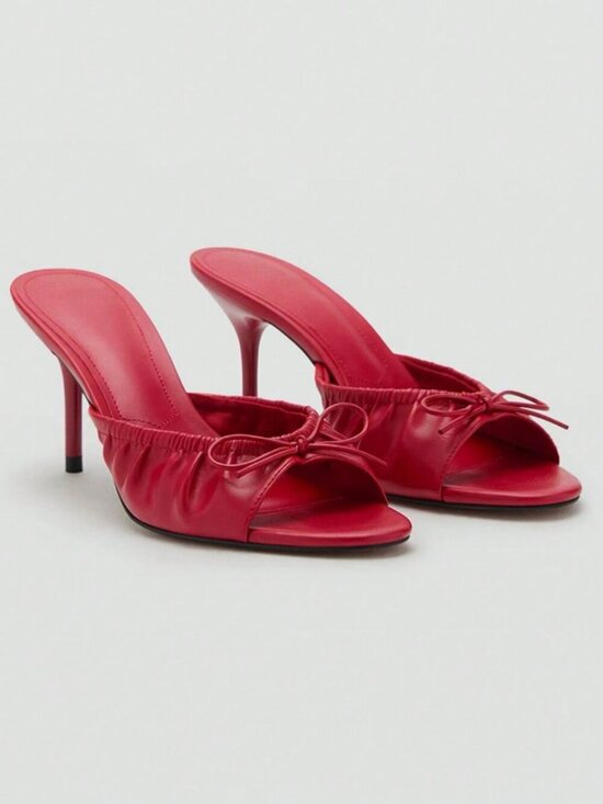 MODA ME COUTURE Shoes - Red Mule Women's Patent Leather Pointed Toe High Heel Sandals